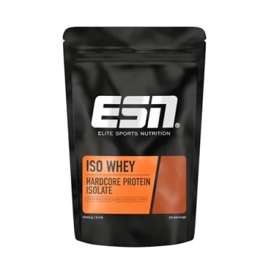 Obrázek ESN IsoWhey Hardcore proteinový prášek, Strawberry, 1 kg, až 26 g proteinu v každé porci, testovaná kvalita made in Germany