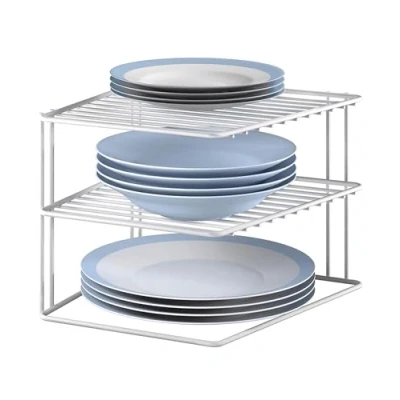 Obrázek Rohová vkládací mřížka do skříňky Metaltex 364202095, 2poschoďová, 25 נ x 19 cm, bílá, balení 1ks
