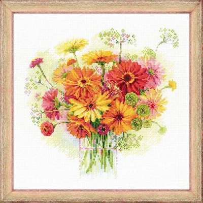 Obrázek Riolis Stickbild Set, Motiv Gerbera Water Colour