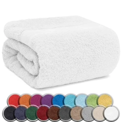 Obrázek NatureMark Balení 1 ks osušek do sauny 80 x 200 cm z čisté bavlny, luxusní ručníky pro dámy a pány wellness s extrémní měkkostí dlouhou životností. Barva: Bílá