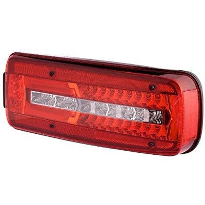 Obrázek HELLA Zadní světlo Truck Full LED 24V nástavba/šroubované ECE/CCC/ADR/GGVS/ne SAE Barva světelného panelu: čirá/červená Kabel: 500 mm Konektor: DIN Bajonett 2VP 012 381 021
