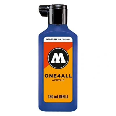 Obrázek Molotow ONE4ALL Refill akryl, barva 204 pravá modrá 180 ml, doplňovací inkoust pro permanentní popisovač