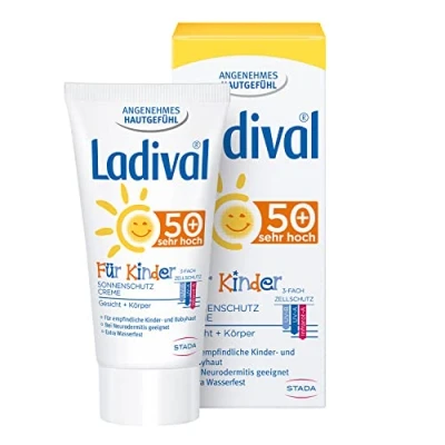 Obrázek Ladival Dětský krém proti slunci na obličej a ruce LSF 50+ Opalovací bez parfémů pro děti barviv konzervačních látek voděodolný 1 x 50 ml
