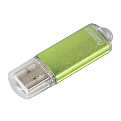 Obrázek Hama 64GB USB flash disk 2.0 datový (15 MB/s přenos dat, s očkem pro upevnění na kroužek klíče, paměťový disk, Memory Stick uzávěrem, vhodné Windows/MacBook) zelený
