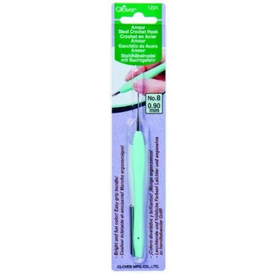 Obrázek Clover CL1224 háčkovací jehla, ocel, zelená/modrá, 0,9 mm