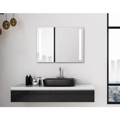 Obrázek Talos koupelnové zrcadlo s osvětlením Light 80 x 60 cm podsvícenými světelnými výřezy barva světla neutrální bílá kvalitní hliníkový rám páčkovým spínačem