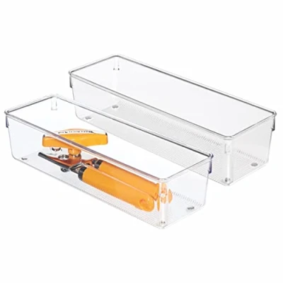 Obrázek iDesign 52930M2EU Linus box na příbory, obracečky malé předměty 2 kusy, 10,16 x 30,48 7,62 cm, průhledný, plast, čirý