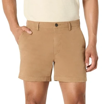 Obrázek Amazon Essentials Herren 13 cm Flatfront Chinoshorts mit hohem comfort in schmaler Passform (zuvor Goodthreads), Dunkles Khakibraun, 38W