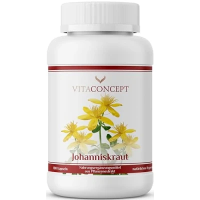 Obrázek Extrakt z třezalky tečkované I 5000 mg v jedné kapsli vč. přírodního Hypericinu a Hyperforinu certifikováno laboratorně testováno 180 kapslí vegan Made in Germany VITACONCEPT