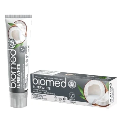 Obrázek Biomed Super White Fluorid frei Coconut Oil ToothPaste, 99% Natural Ingredients, 100 g