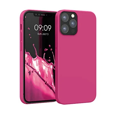 Obrázek kwmobile pouzdro kompatibilní s Apple iPhone 12 / Pro silikonové na mobil měkký povrch bezdrátové nabíjení malinová růžová