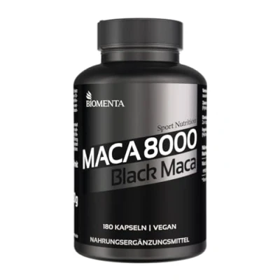 Obrázek BIOMENTA maca 8000 180 tobolek ve vysokých dávkách s 10:1 extraktem z černého Peru veganské prémiová kvalita
