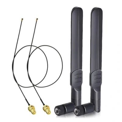 Obrázek Bingfu WLAN anténa 2,4 GHz 5,8 8dBi RP SMA konektor a 25 cm U. FL IPX IPEX MHF4 na zdířka prodlužovací kabel, balení 2 ks pro M.2 NGFF Intel Wireless síťová karta WiFi adaptér laptop