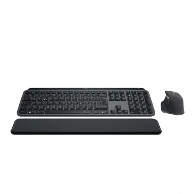 Obrázek Logitech MX Keys s Combo: Výkonná bezdrátová klávesnice a myš ručním držákem, přizpůsobitelné osvětlení, rychlé rolování, Bluetooth, pro Windows/Linux/Chrome/Mac, německé rozložení QWERTZ