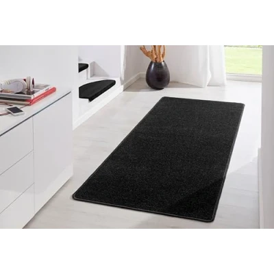 Obrázek Hanse Home Interiérový koberec Fancy jednobarevný moderní do obývacího pokoje, dětského chodby, ložnice, kuchyně černý, 80 x 200 cm