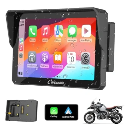 Obrázek Carpuride W702B Motorrad GPS CarPlay Bildschirm mit Design Halterung für BMW Motorräder, Kabelloses und Android Auto, Tragbarer Wasserdichter 7&quot; Touchscreen, Dual Bluetooth, Navigation, Siri.