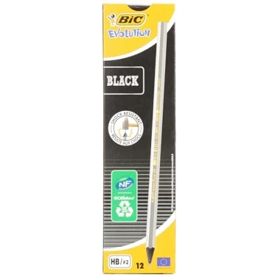 Obrázek BIC Tužka Evolution Black, HB, krabička à 12 kusů, stříbrná