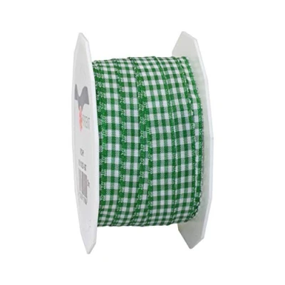 Obrázek C.E. Pattberg PRÄSENT Vichy Geschenkband grün/weiß, 20 m Dekoband zum Verzieren &amp; Basteln, 10 mm Breite, Kariertes Band für Bunte Dekos Geschenkverpackungen, zu feierlichen Anlässen