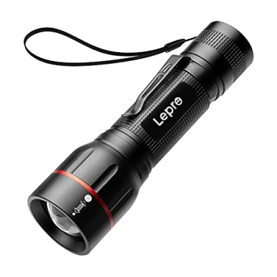 Obrázek Lepro LED kapesní svítilna, LE2050 extrémně světlá mini svítilna s klipem, zoomovatelná kempingová na baterie, Flashlight 5 režimy, vodotěsné Torch Light pro outdoor, turistiku,