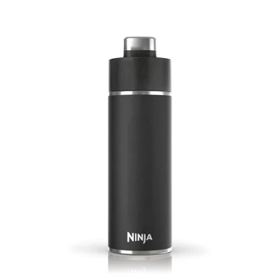 Obrázek Ninja láhev na vodu/termopohárek Thirsti to Go, 530 ml, nepropustné víko, pro sycené, horké a studené nápoje, trojnásobně izolovaný cestovní hrnek, z ušlechtilé oceli, černá