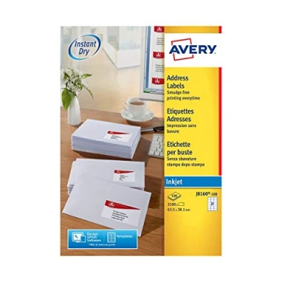 Obrázek Inkoustová etiketa Avery 63,5 x 38,1 mm bílá 100 listů 21 etiket na list