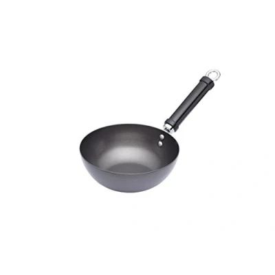 Obrázek KitchenCraft Pure Oriental Wok z uhlíkové oceli s nepřilnavým povrchem, 20 cm, černá