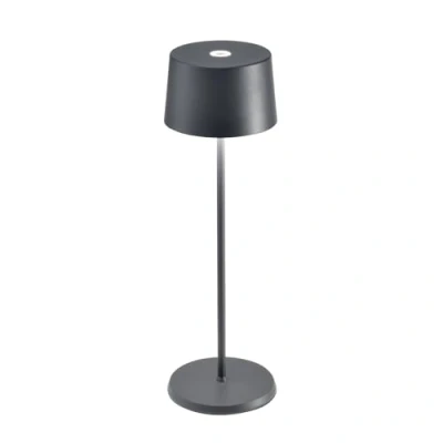 Obrázek Zafferano, lampa Olivia Pro, přenosná a dobíjecí stolní s dotykovým ovládáním, vhodná do obývacího pokoje exteriéru, stmívač, 2200 3000 K, výška 35 cm, barva tmavě šedá