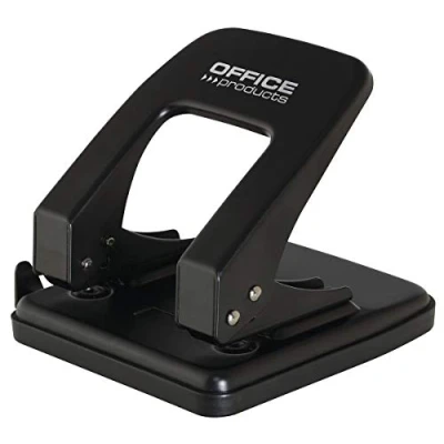 Obrázek OFFICER PRODUCTS 18052511 05 děrovačka/až 40 listů/mechanismus a kryt z kovu/plastového ramene (ABS)/barva: černá/protiskluzová umělá poklice na podlahu