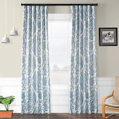 Obrázek HPD Half Price Drapes BOCH KC16072 120 Verdunklungsvorhang (1 Panel), 50 x cm, Tea Time China Blue