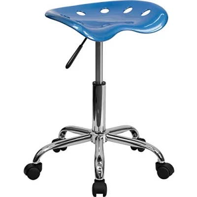 Obrázek Flash Furniture Arbeitshocker ohne Rückenlehne Ergonomischer Schreibtischstuhl höhenverstellbar Bürostuhl mit Traktorsitz für Home Office und Büro Blau, 38.1 x 43.18 65.41 cm