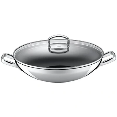 Obrázek Silit Hongkong pánev wok indukční 36 cm, se skleněnou poklicí, ušlechtilá ocel, keramický povrch,