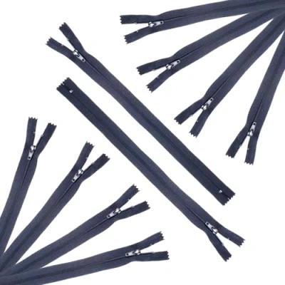 Obrázek Trimz 40 cm Langer Reißverschluss mit 4 mm Zähnen, Marineblau, 10 Stück, Polyester, Navy