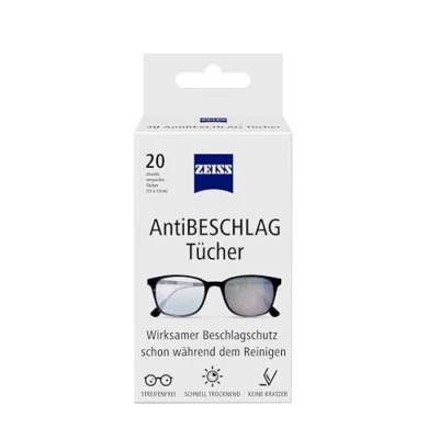 Obrázek ZEISS 20 kusů ubrousků proti zamlžení pro dlouhodobou ochranu zamlžování již během čištění každý hadřík jednotlivě zabalený ideální na cesty nebo