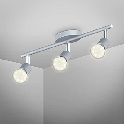 Obrázek B.K.Licht stropní lampa otočná, teplá bílá barva světla, objímka GU10, LED svítidlo, lampa, do obývacího pokoje, ložnice, kuchyně, zářič, 38,5 x 10 cm,