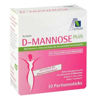 Obrázek Avitale D Mannose Plus 2000 mg Stick s niacinem a biotinem na podporu sliznice močového měchýře, 15 kusů