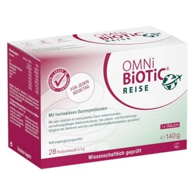 Obrázek OMNi BiOTiC Cestování 28 porcí (140 g) 10 kmenů bakterií 5 miliard zárodků v denní dávce prášek Vegan bez lepku laktózy pro každodenní použití