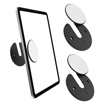Obrázek MoKo nástěnný držák na tablet, 2 kusy otočné o 90 tablet kulatý mobilní telefon kuchyňský nastavitelný stojan s nalepením a šroubem vhodný pro