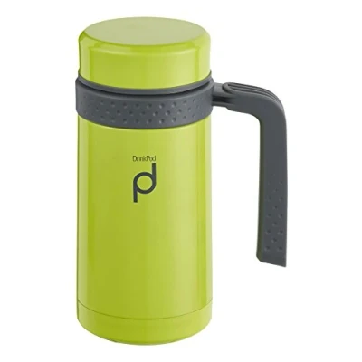 Obrázek DrinkPod Pioneer nepropustná vakuová izolační láhev, termohrnek, lahvička, ušlechtilá ocel, 0,45 litru, zelená, 18,5 x 11 cm