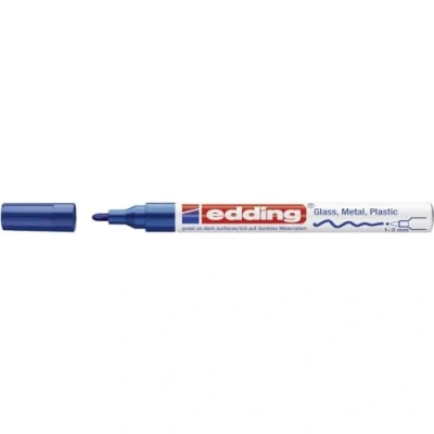 Obrázek edding 751 Lesklý lakový popisovač modrý 1 kulatý hrot 12 mm laková tužka na sklo, kámen, dřevo, plast a papír voděodolná, silně kryjící