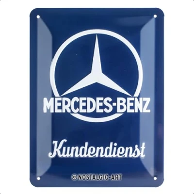 Obrázek Nostalgic Art Retro plechová cedule, 15 x 20 cm, Mercedes Benz zákaznický servis nápad na dárek pro fanoušky příslušenství, z kovu, vintage design