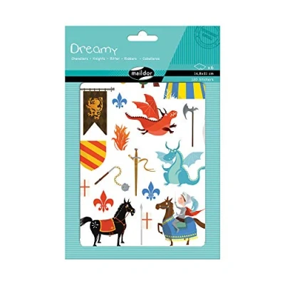 Obrázek Maildor AE135O Packung mit 6 Bögen Stickers Dreamy in Format DIN A5, 14, 8 x 21cm, ideal für Kinder ab 2 Jahren, Ritter) 1 Pack