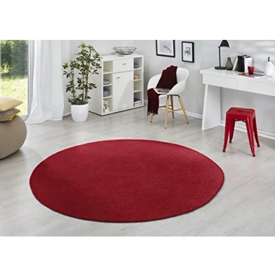 Obrázek Hanse Home koberec Fancy kulatý jednobarevný moderní do obývacího pokoje, dětského chodby, ložnice, kuchyně červený, Ø 133 cm