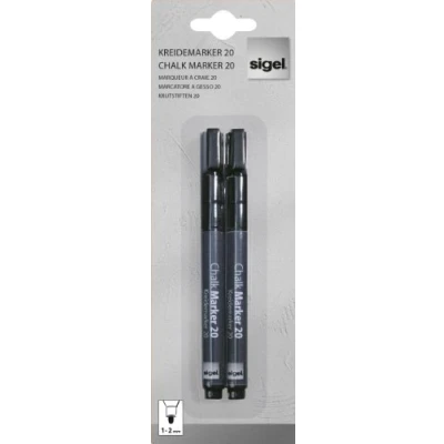 Obrázek SIGEL GL177 křídový popisovač černý, kulatý hrot 1 2 mm, kusy