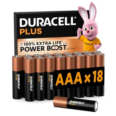 Obrázek Duracell Plus baterie AAA, 18 kusů, dlouhá životnost, AAA pro domácnost a kancelář [Amazon exclusive]