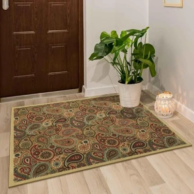 Obrázek Ottomanson Ottohome Kollektion Teppich mit Gummirückseite und modernem Paisley Design, 100 cm x 150 cm, Beige