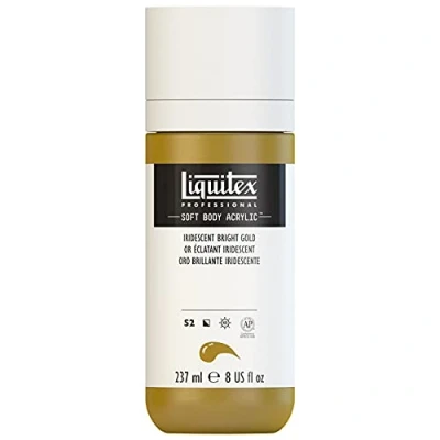 Obrázek Liquitex 1923234 Professional akrylová barva Soft Body umělecká v krémově krycí konzistenci, vysoká pigmentace, stálobarevná a odolná proti stárnutí, láhev 237 ml irizující světlé zlato