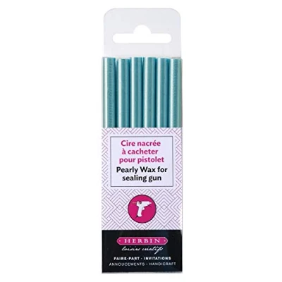 Obrázek J.Herbin 35911T balení 6 voskových tyčinek na pistoli, ideální pro kutilské projekty a scrapbooking, měkké, 1 balení, azurově modrá