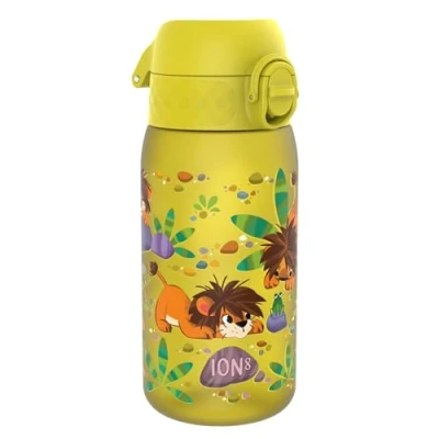 Obrázek Ion8 Dětská láhev na pití, 350 ml, zabezpečený proti protékání, otevírání jednou rukou, bezpečné uzavírání, lze mýt v myčce, bez BPA, držadlo, skládací víčko, snadné čištění, klimaticky neutrální