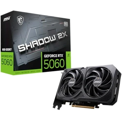 Obrázek MSI GeForce RTX 5060 8G SHADOW 2X OC 8GB GDDR7 (28Gbps/128 bit), PCIe 5, Boost: 2535 Hz, HDMI 2.1b, DisplayPort 2.1b