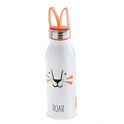 Obrázek Aladdin Zoo Thermavac Trinkflasche Edelstahl Kinder 0.43L Lion Thermosflasche Hält 7 Stunden Kalt Auslaufsicher Weiche Fingertrageschlaufe aus Silikon Wasserflasche BPA Frei